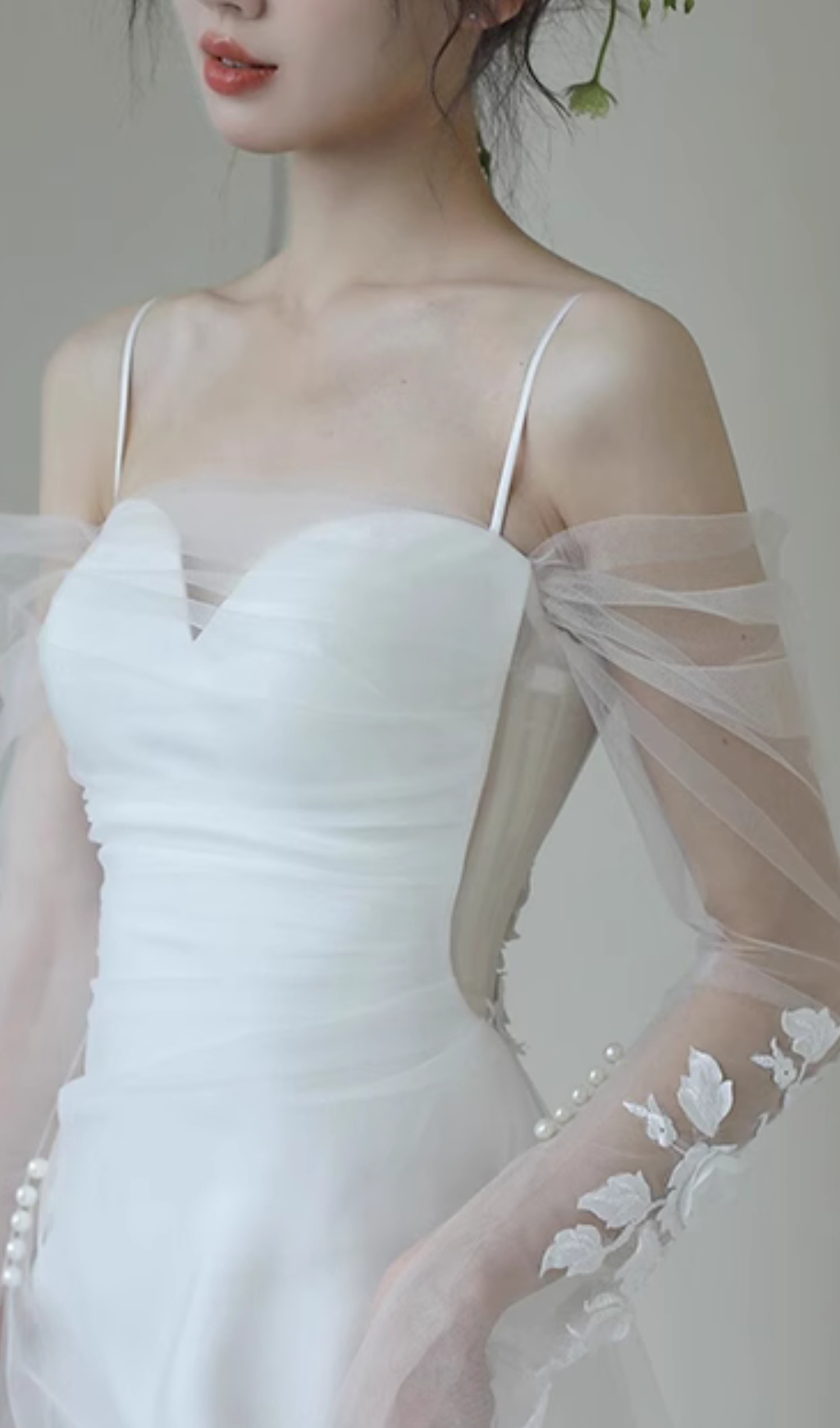 a22ee813231aeeb2682c34bfe83d27aa.jpg Fashionslee Women Chucky White Mesh Leaf Wedding Dress