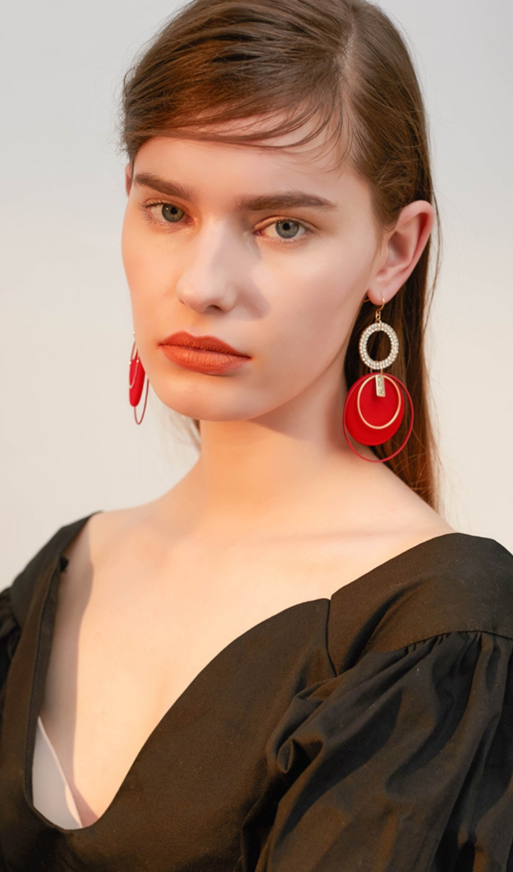 Fashionslee Women Andie Red Circle Plush Earrings