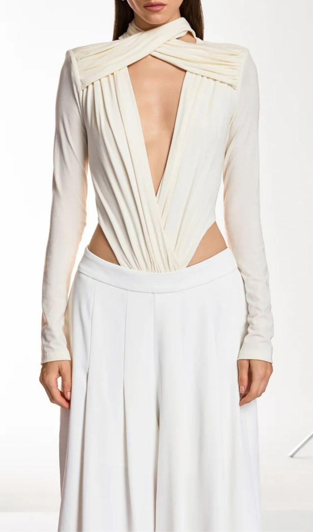 Fashionslee Women Dangela Long Sleeve Ruched Bodysuit