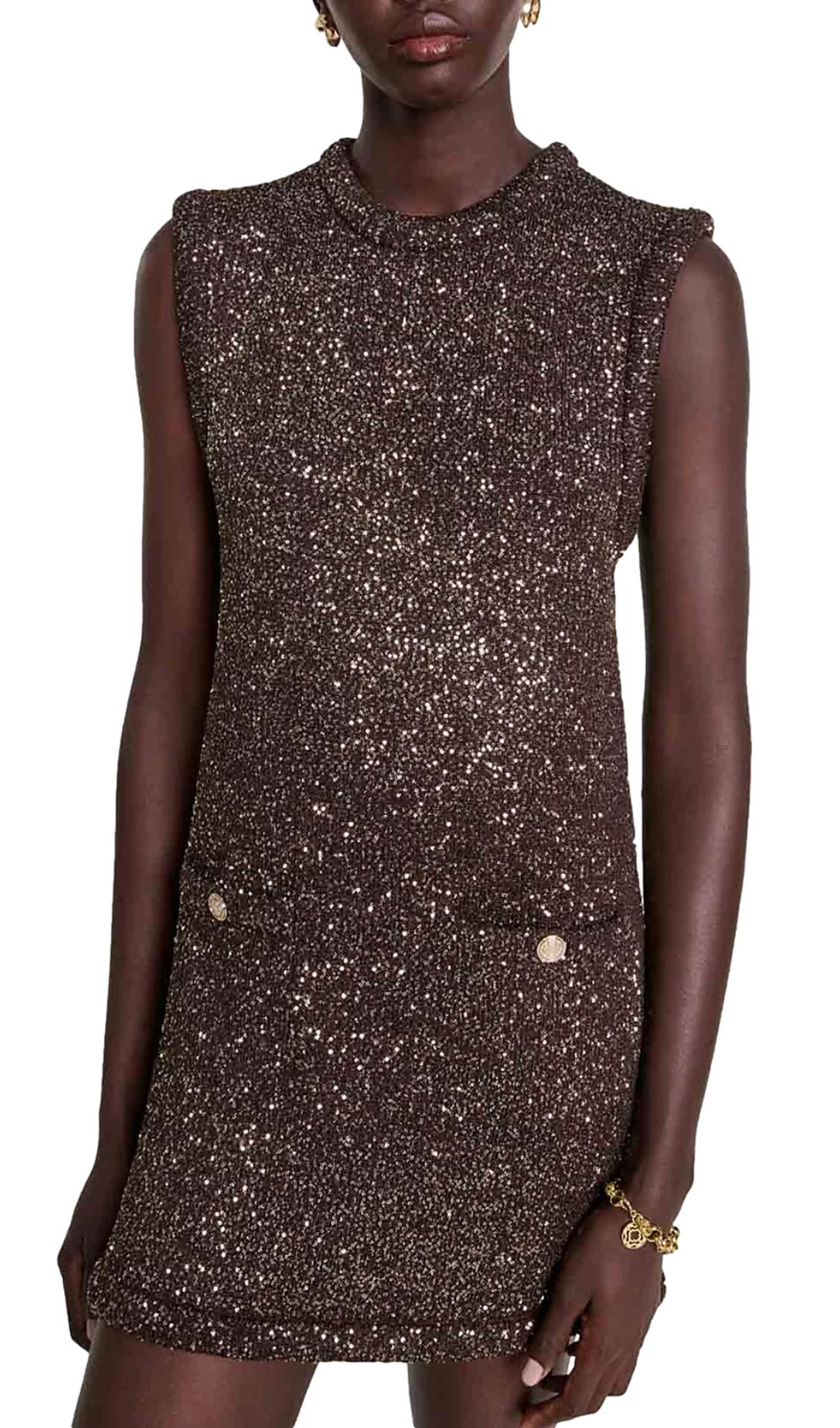 Fashionslee Women Raillette Sequined Knit Mini Dress