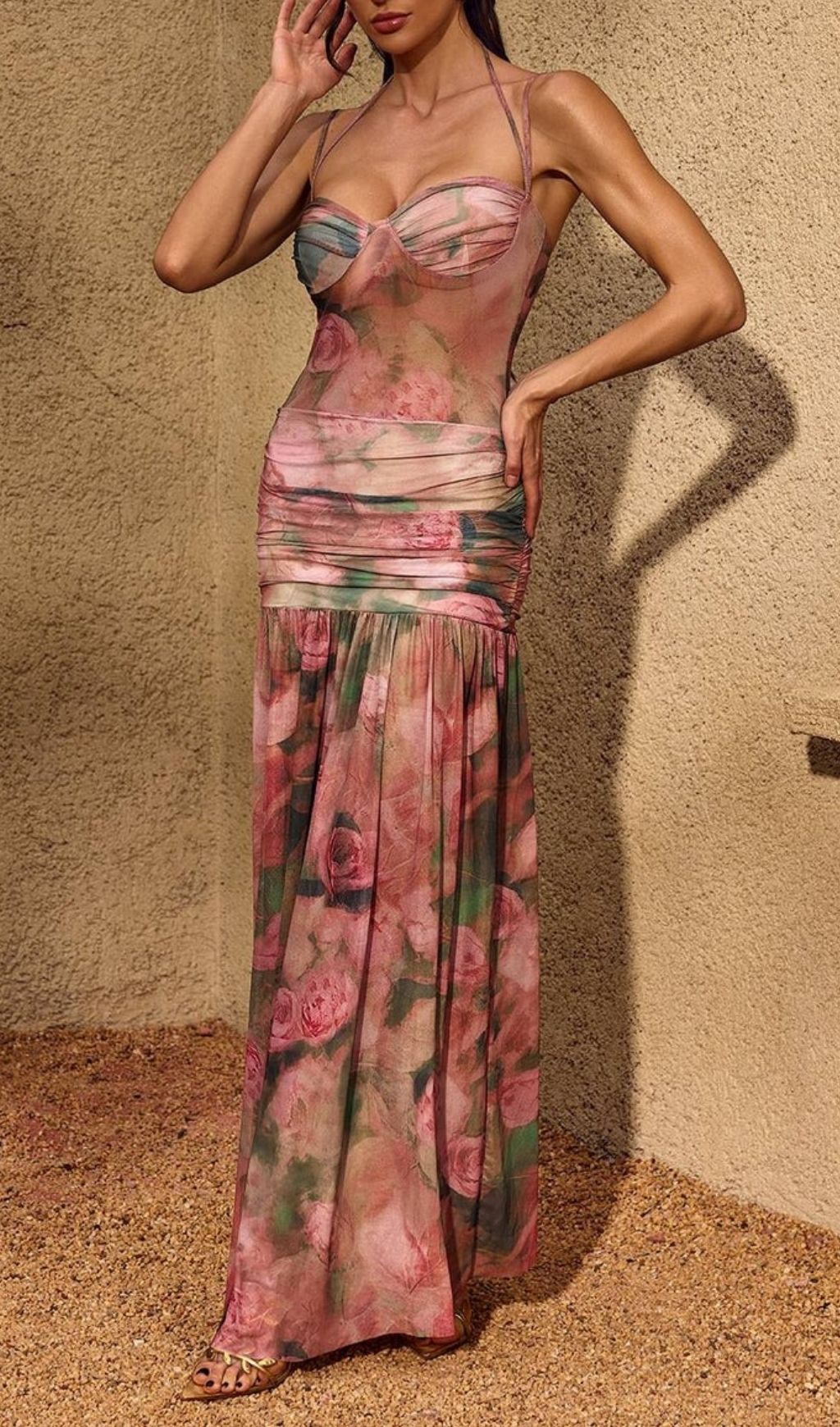 a27010181c4db57d0b05f3f2c27bf0e2.jpg Fashionslee Women Chantal Spaghetti Floral Ruched Maxi Dress