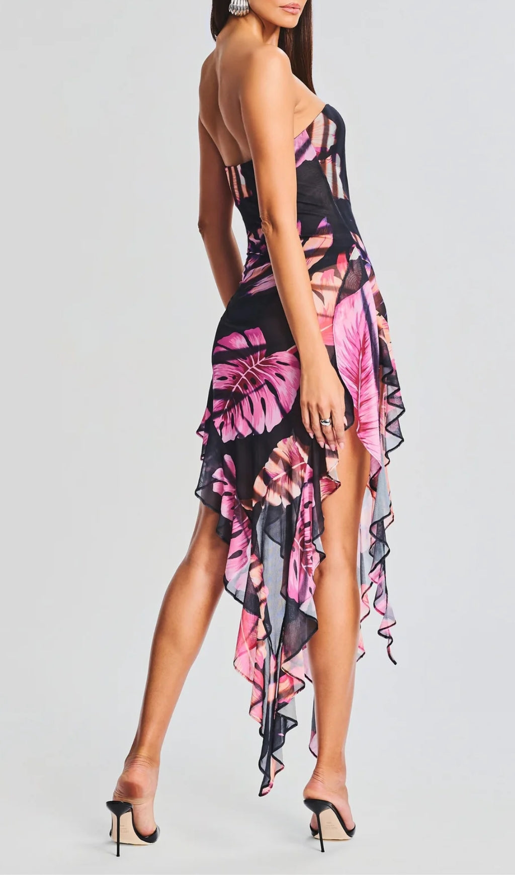 Fashionslee Women Tropical Leaf Color Tube Top Dress