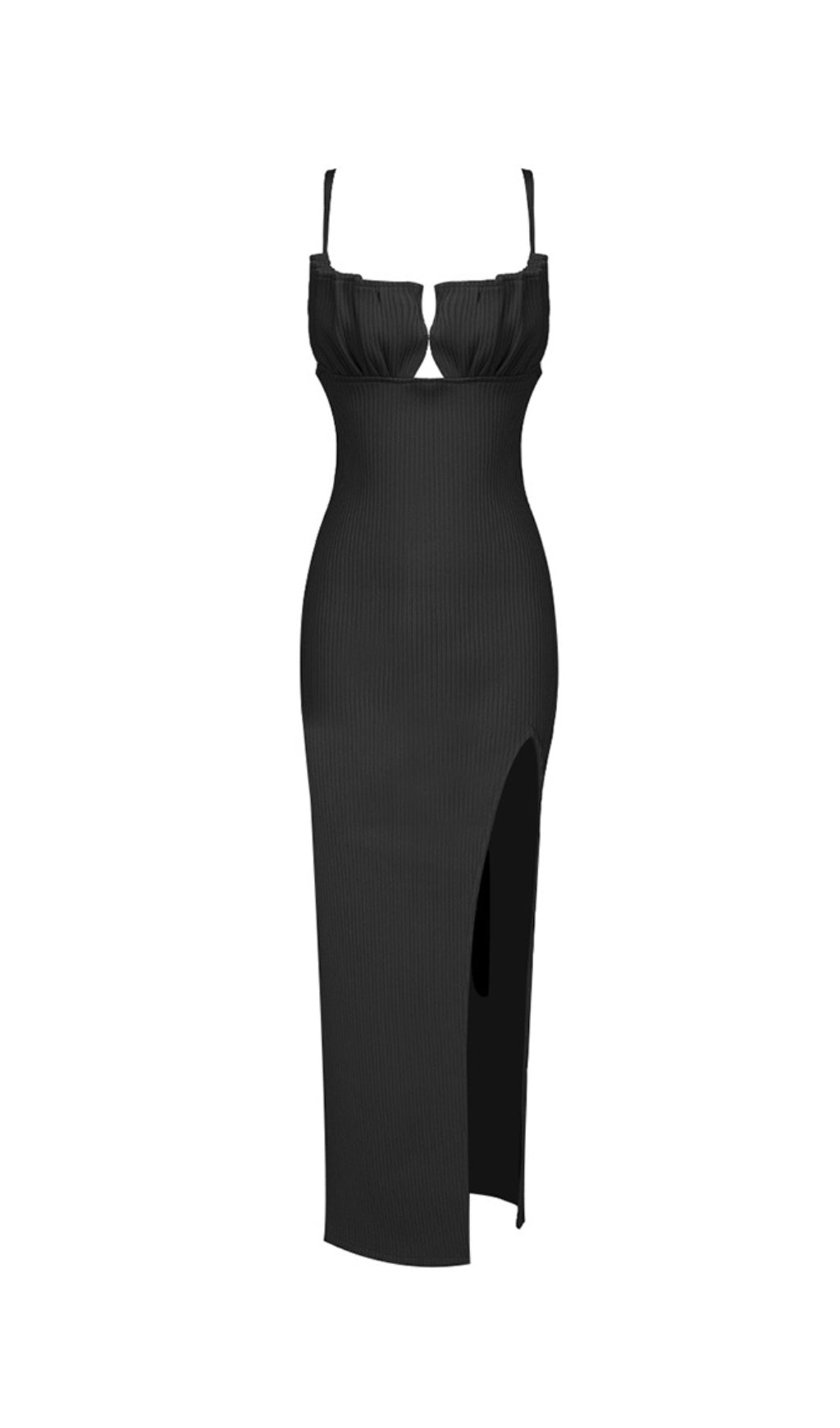 a29fbdd99d9ade4078870946a41fdef9.jpeg Fashionslee Women Knit Dress With Seashells Breast And High Slit Black