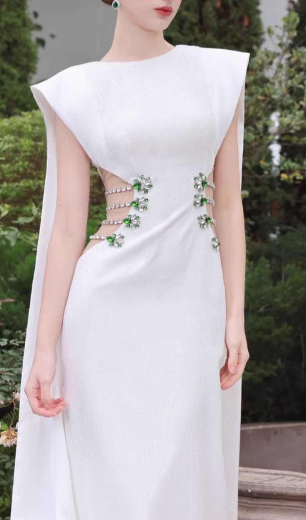 Fashionslee Women Chenoa White Cutout Diamond Bandage Maxi Dress