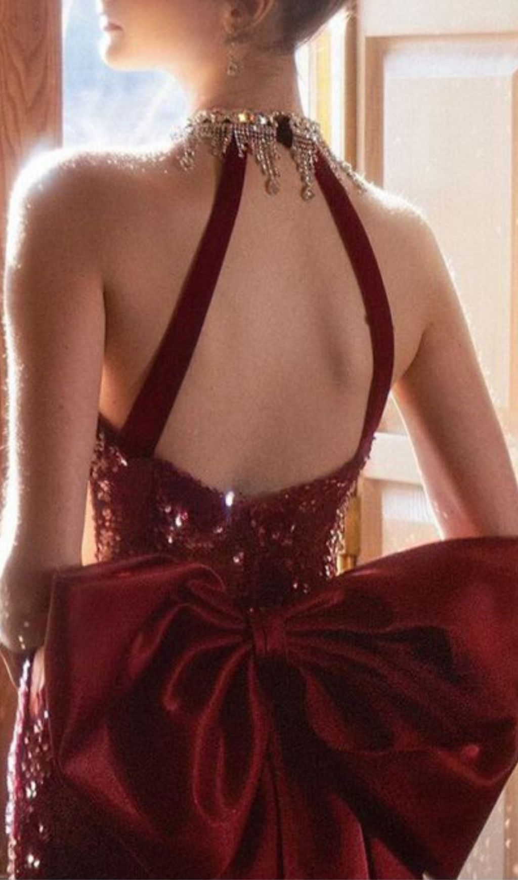 a31348017129ad8f7de8b8c3e9206b60.jpg Fashionslee Women Inocencia Wine Halter Sequin Bow Maxi Dress