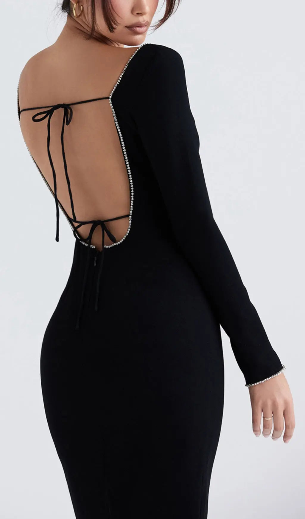 a31990fd667c53b20446219e7c603e23.jpeg Fashionslee Women Black Crystal Embellished Maxi Dress
