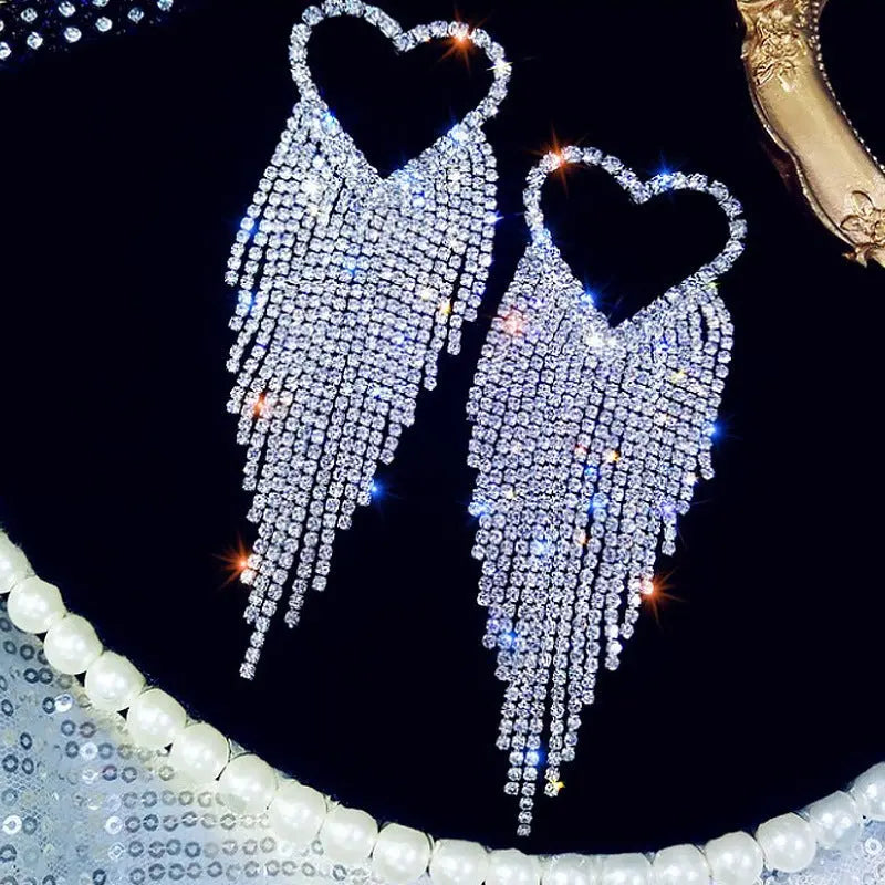 RHINESTONE TASSEL DROP EARRINGS VIRAL - OWNCI RHINESTONE TASSEL DROP EARRINGS VIRAL - OWNCI