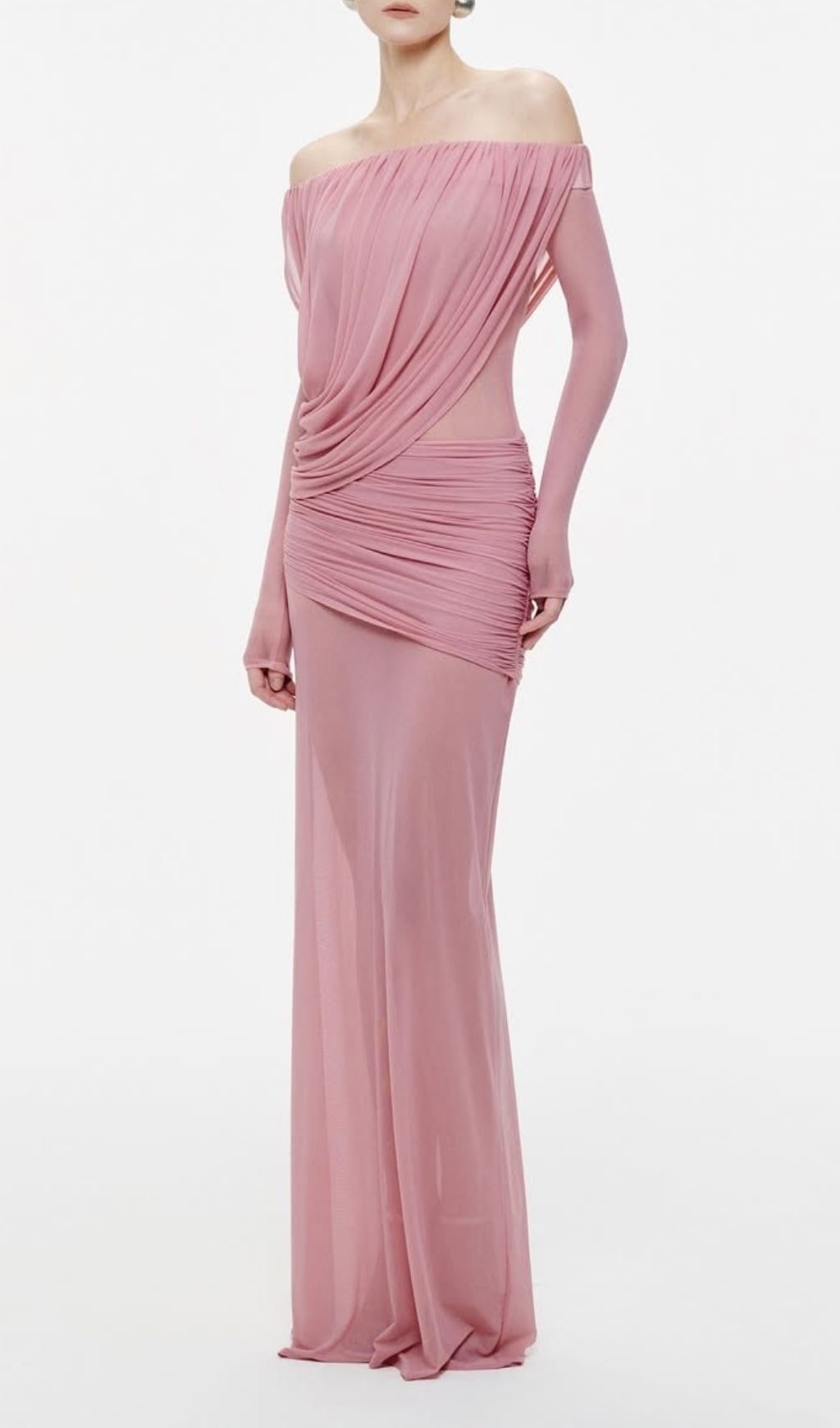 VIRAL OFF-SHOULDER MESH MAXI DRESS - OWNCI VIRAL OFF-SHOULDER MESH MAXI DRESS - OWNCI