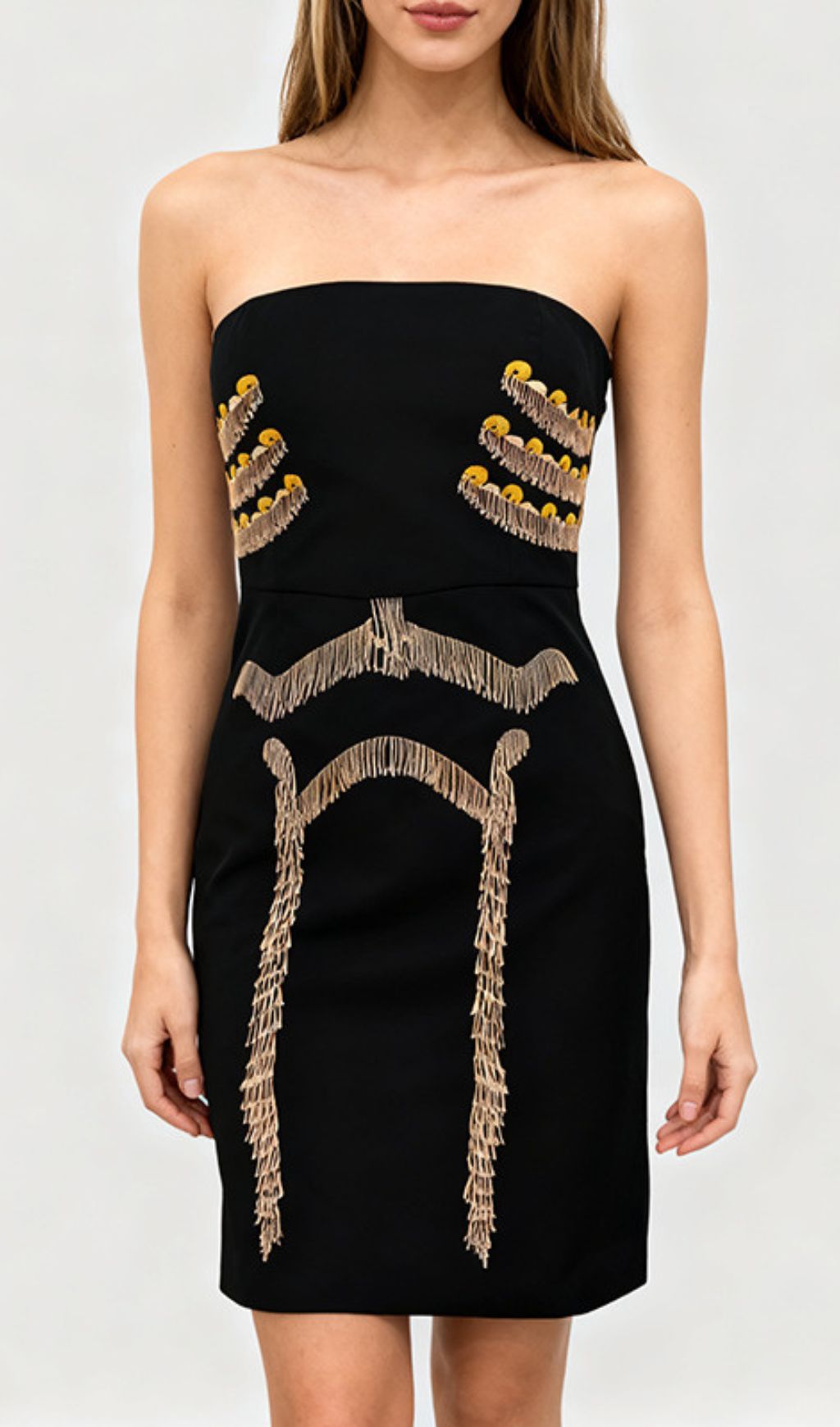 a347dbc987974dacf5af20e380804eb3.jpg Fashionslee Women Julissa Black Strapless Tassel Mini Dress