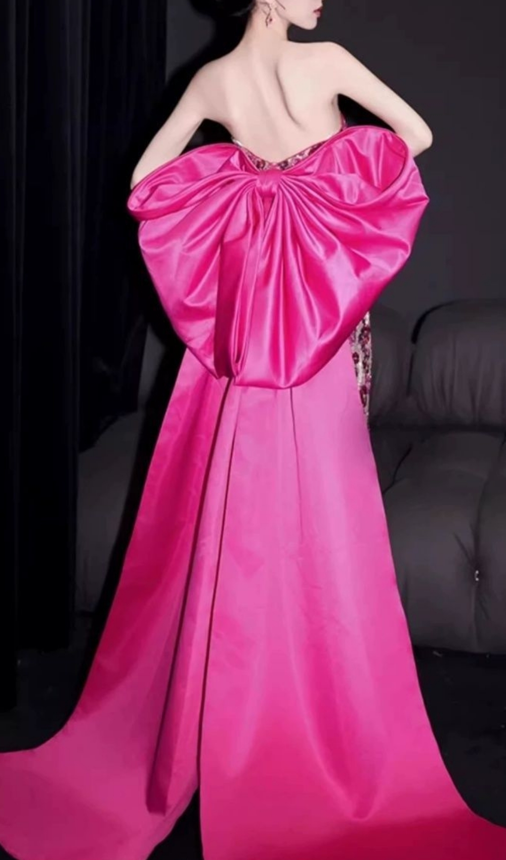 Fashionslee Women Famke Strapless Bow Flower Sequin Maxi Dress