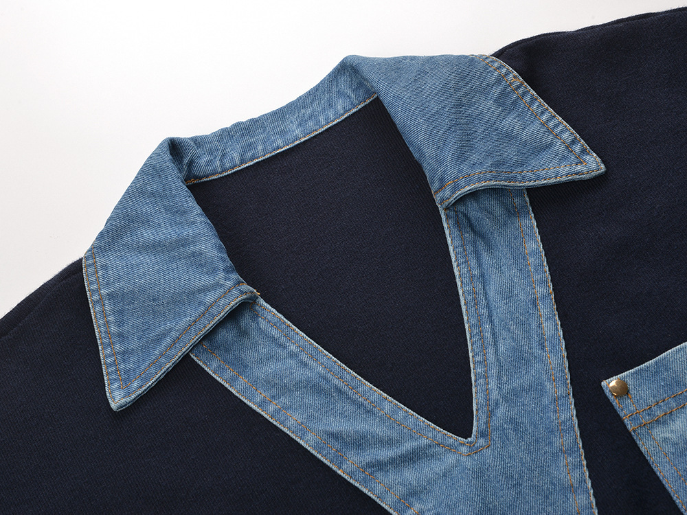 a368c09053a079205598a703097e443d.jpg Fashionslee Women Sweater with Denim Details