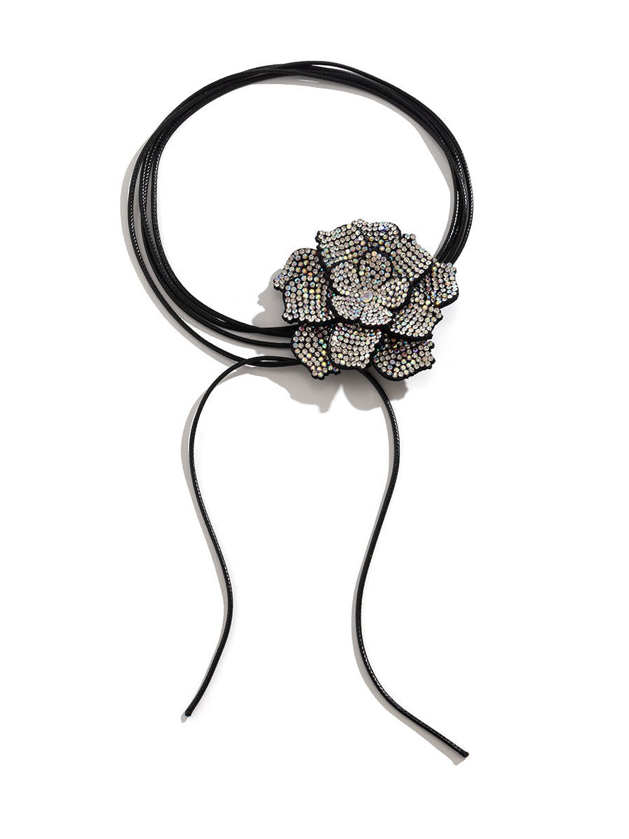 a37eb23bf7bca3d723540b4a9ee534cb.jpeg Fashionslee Women Black Crystal Flower Choker