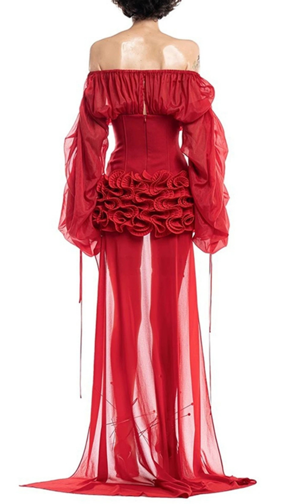 Fashionslee Women Francesca Red Corset Mesh Dress