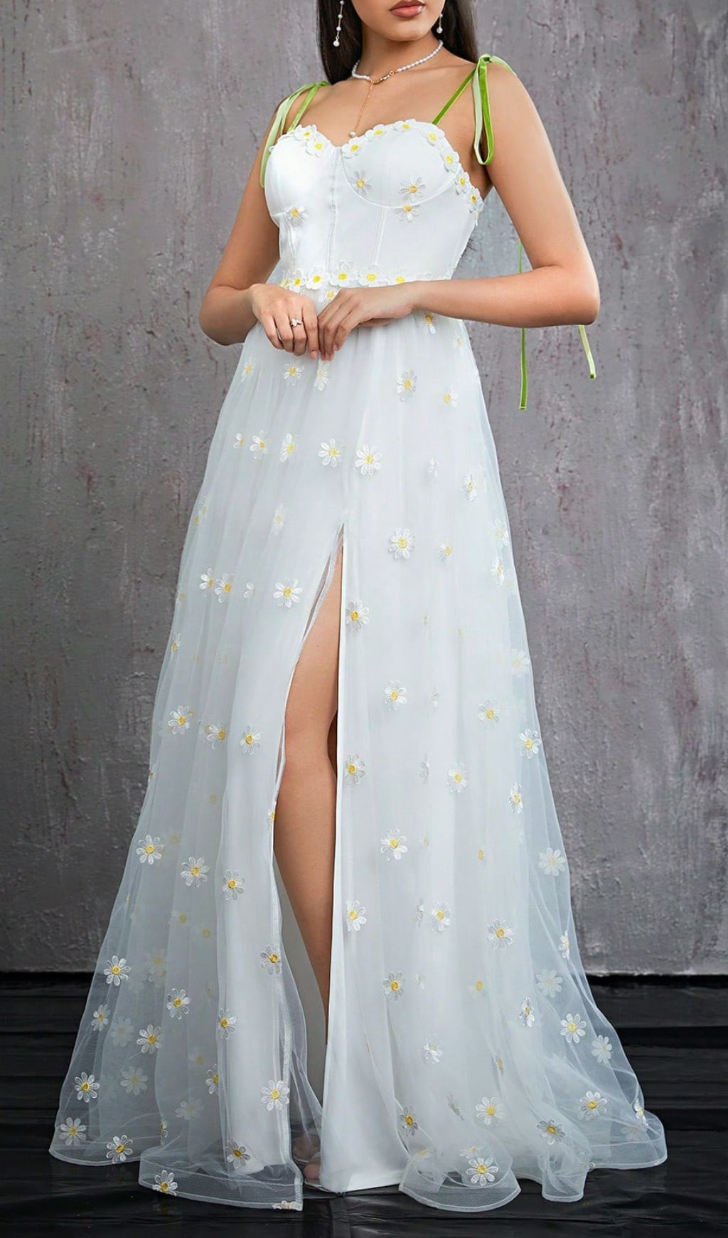 a3c237ec3cf72a2bb47f73c1fcb0a617.jpg Fashionslee Women Hisayo White Flower Embellished Maxi Dress