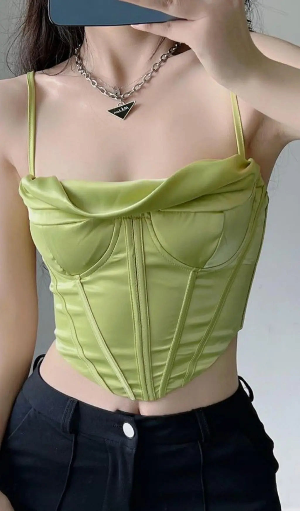 Fashionslee Women Pistachio Corset Top