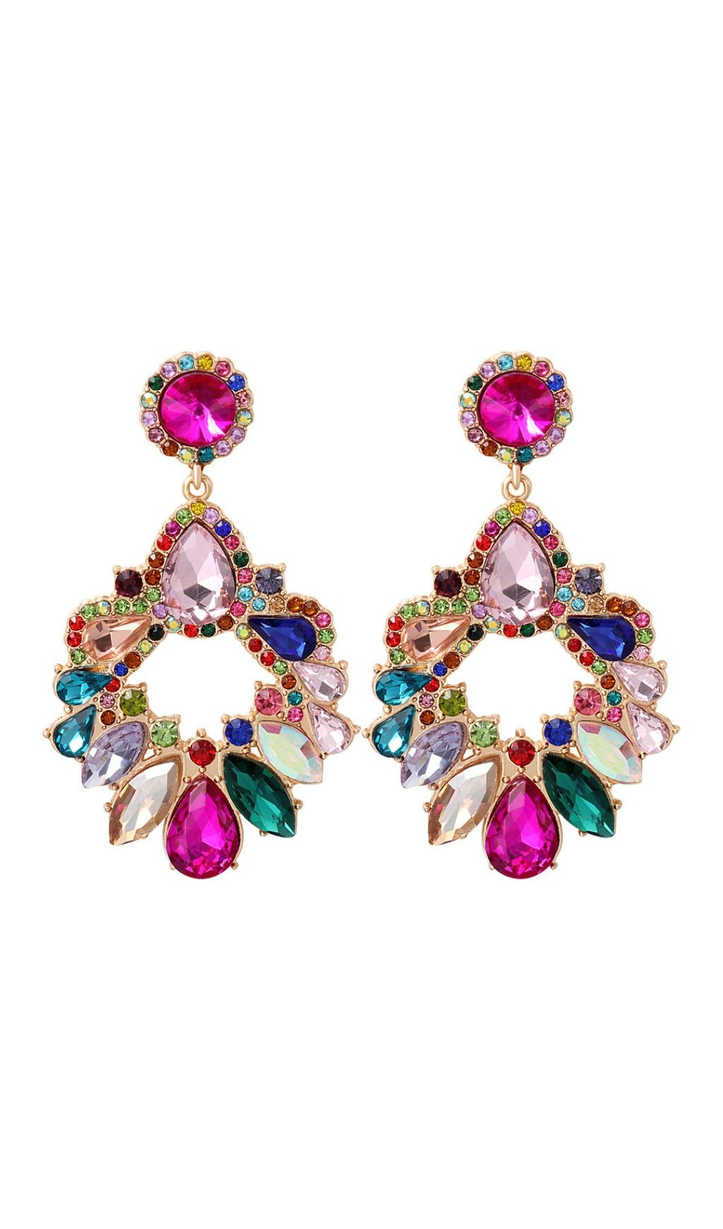 Fashionslee Women Colorful Crystal Chandelier Drop Earrings