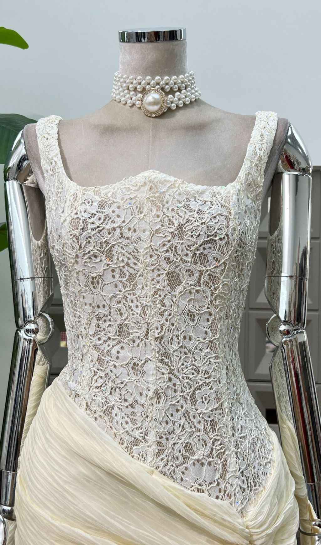 Fashionslee Women Fannie Lace Corset Ribbon Mini Dress