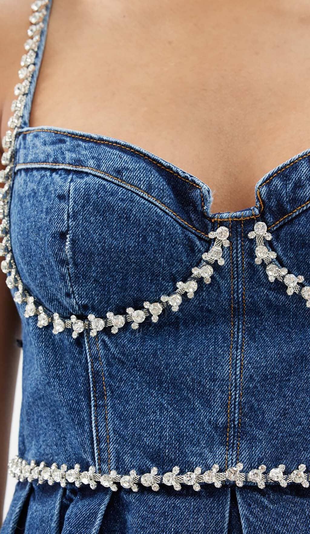 a4303dcba2dab182e0bc222110320730.jpeg Fashionslee Women Crystal-Embellished Denim Mini Dress In Blue