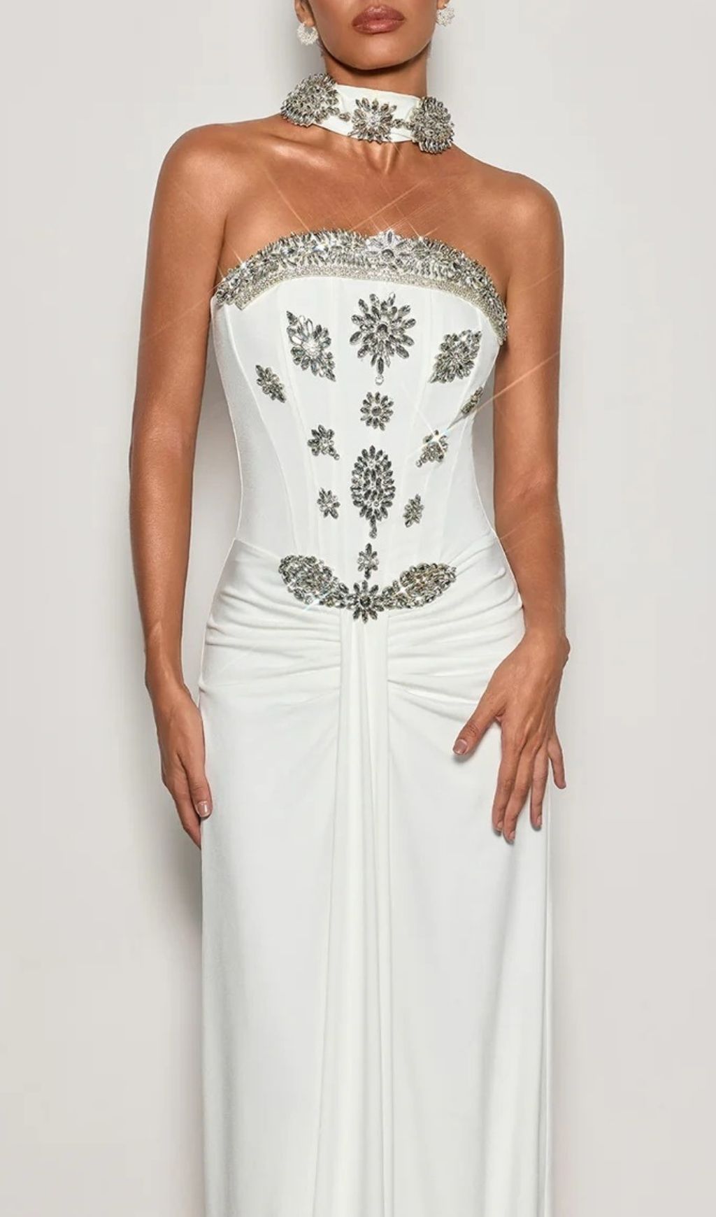 a432e5d4503fabb4ab47c822ff605de1.jpg Fashionslee Women Kestrel White Diamante Ruched Maxi Dress