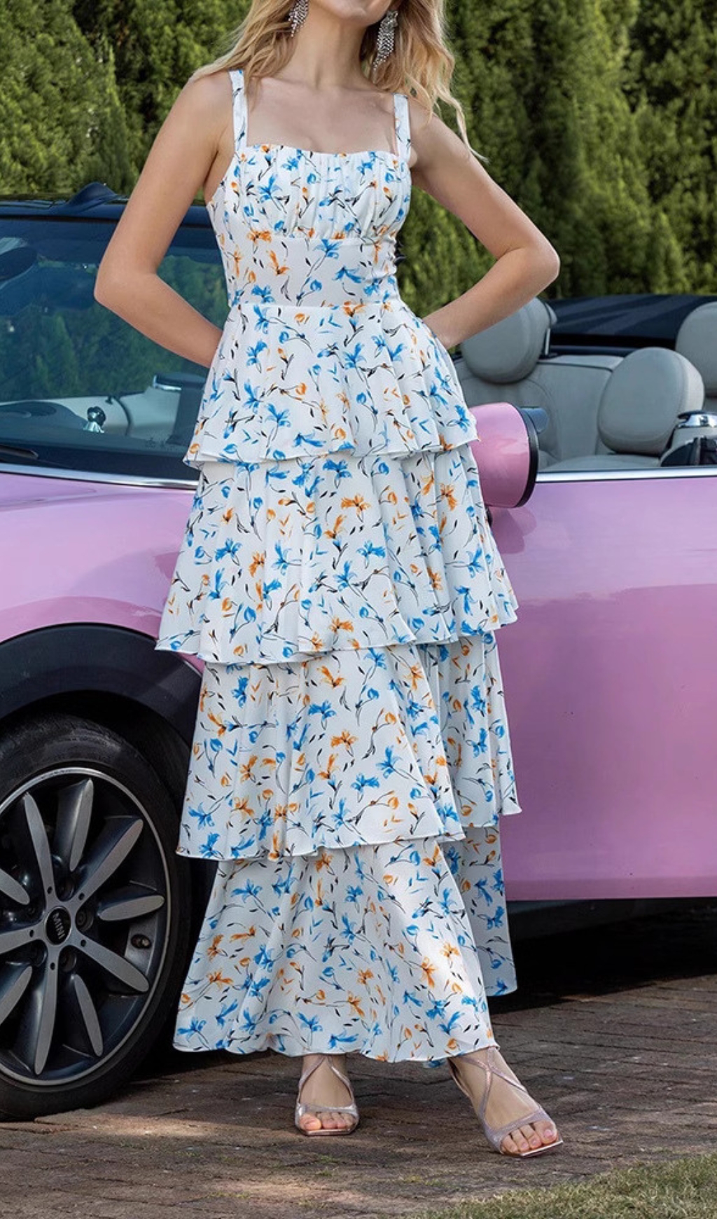 Fashionslee Women Dianthe Floral Printed Layered Maxi Dress