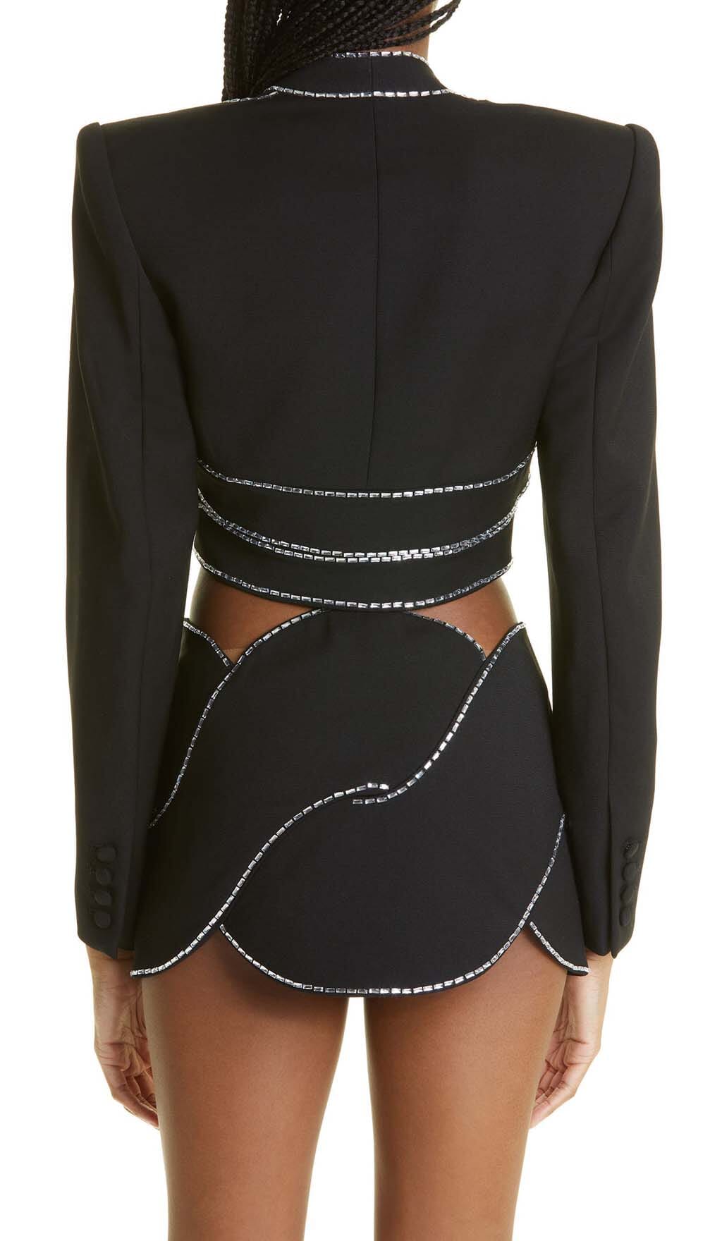 Fashionslee Women Latticed Embellished Rope Two Pieces In Black
