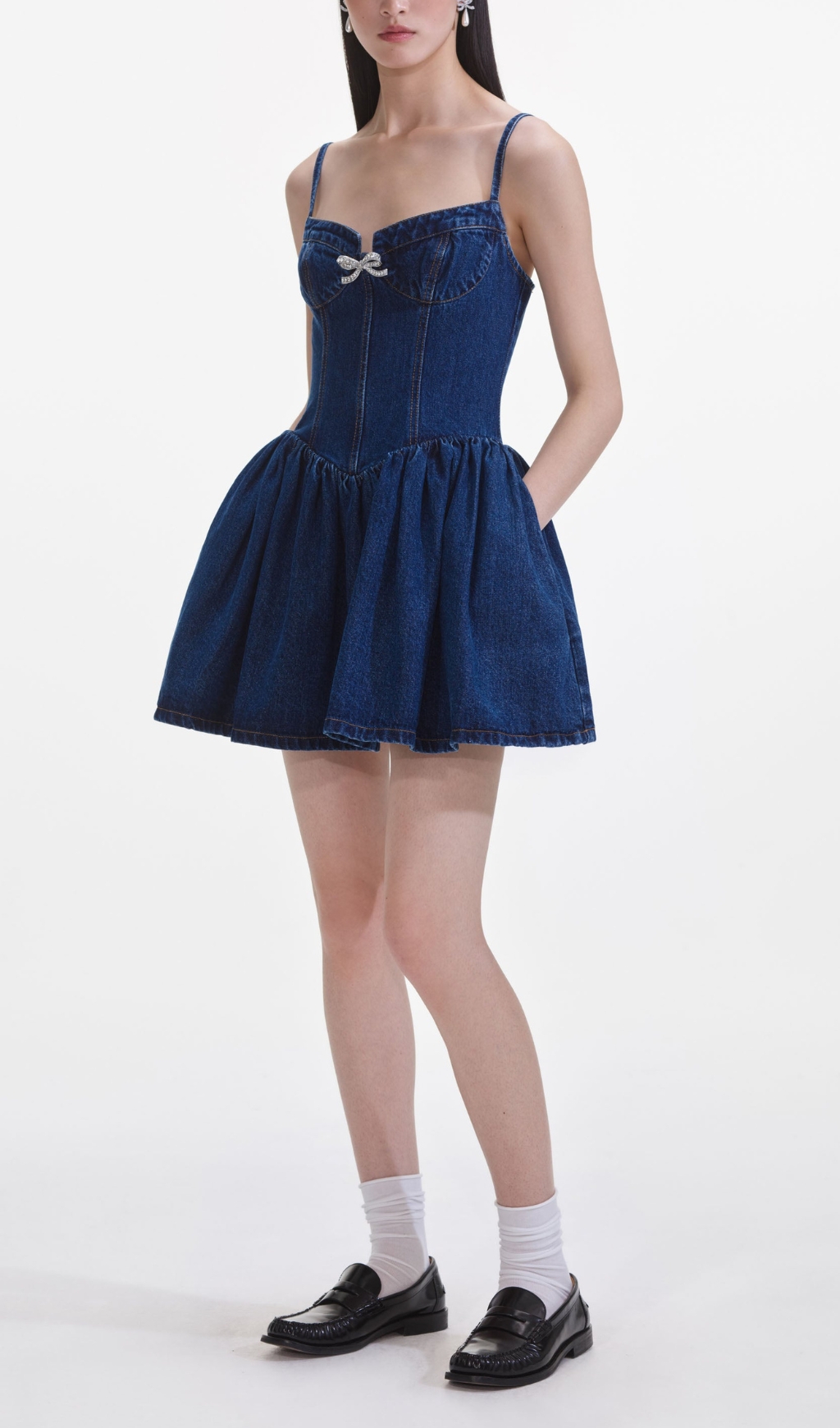 a47b53ac8daf98b89c1b0c6ac7030e57.jpg Fashionslee Women Denim Diamante Bow Sweetheart Mini Dress