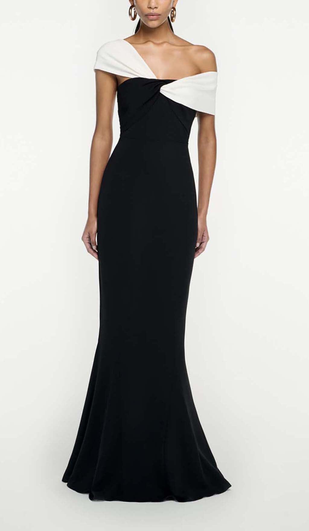 Fashionslee Women Asymmetric Off-The-Shoulder Maxi Dress In Black