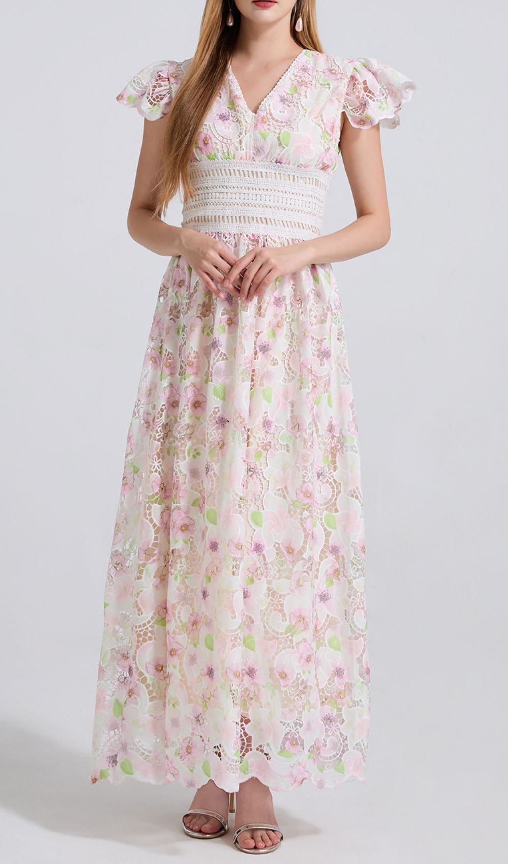 Fashionslee Women Ezlynn Flower Embroidery Maxi Dress