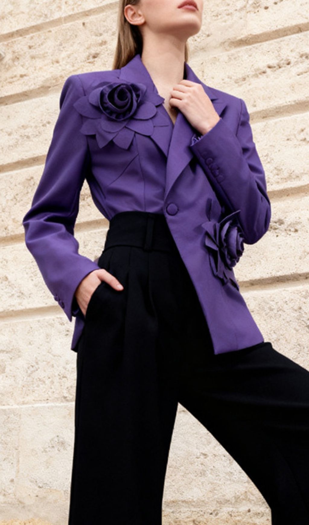 a4bfcb69026ef675a5b5048950aa4785.jpg Fashionslee Women Idony Purple Flower Blazer