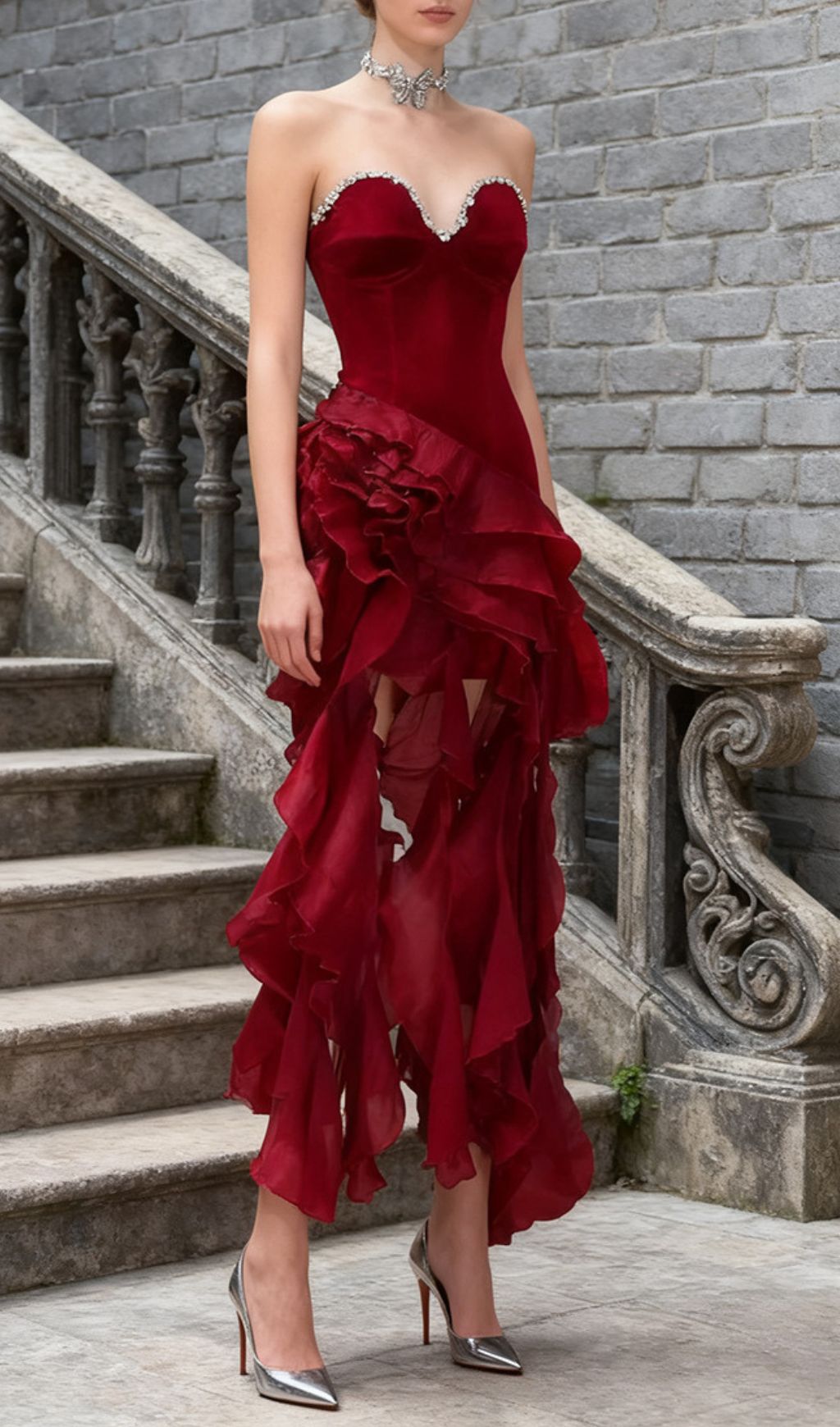 a4d90397bbdd4fc506945fac35ae678f.jpg Fashionslee Women Hova Strapless Ruffle Maxi Dress
