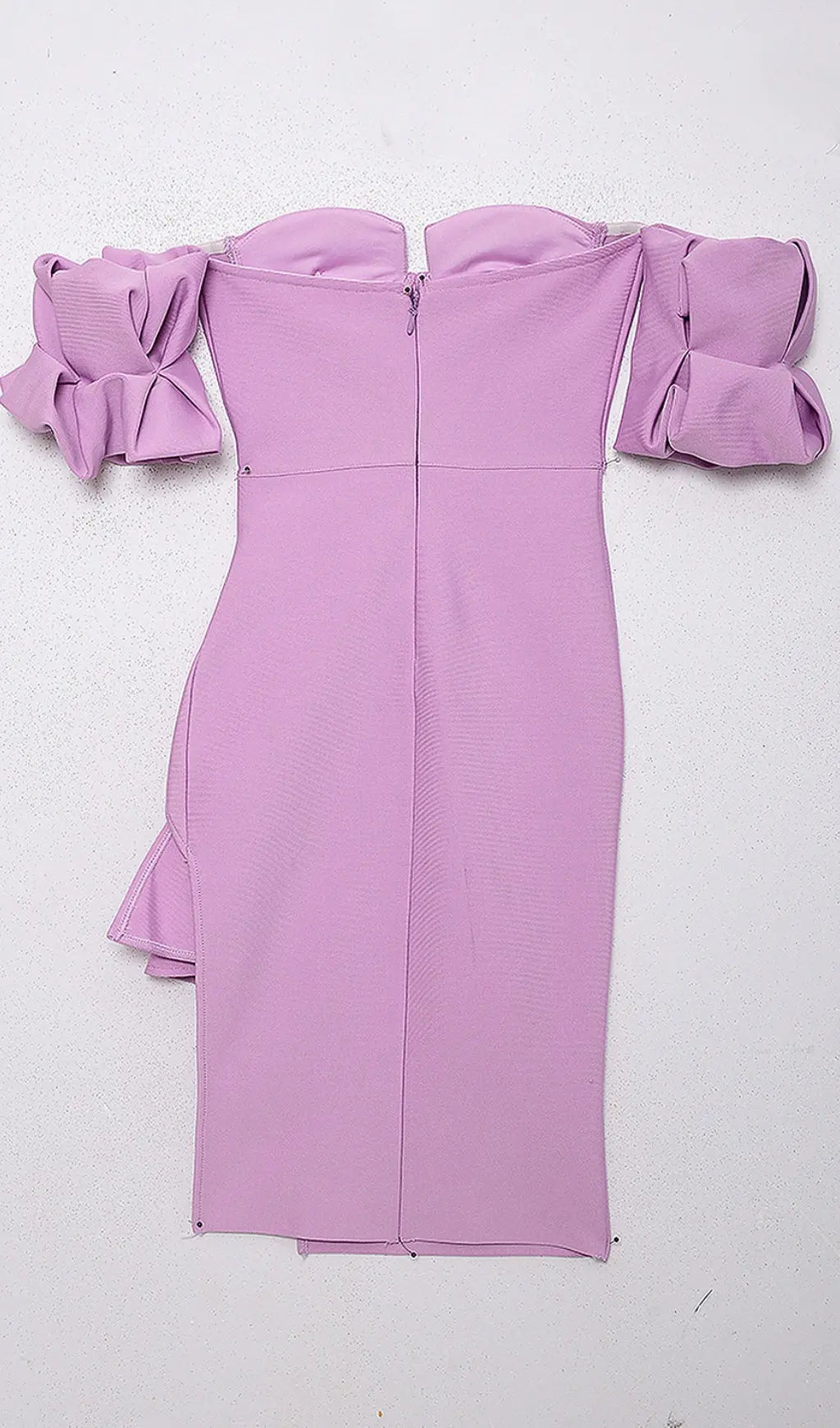 Fashionslee Women Strapless Draped Sleeve Slits Bandage Midi Dress