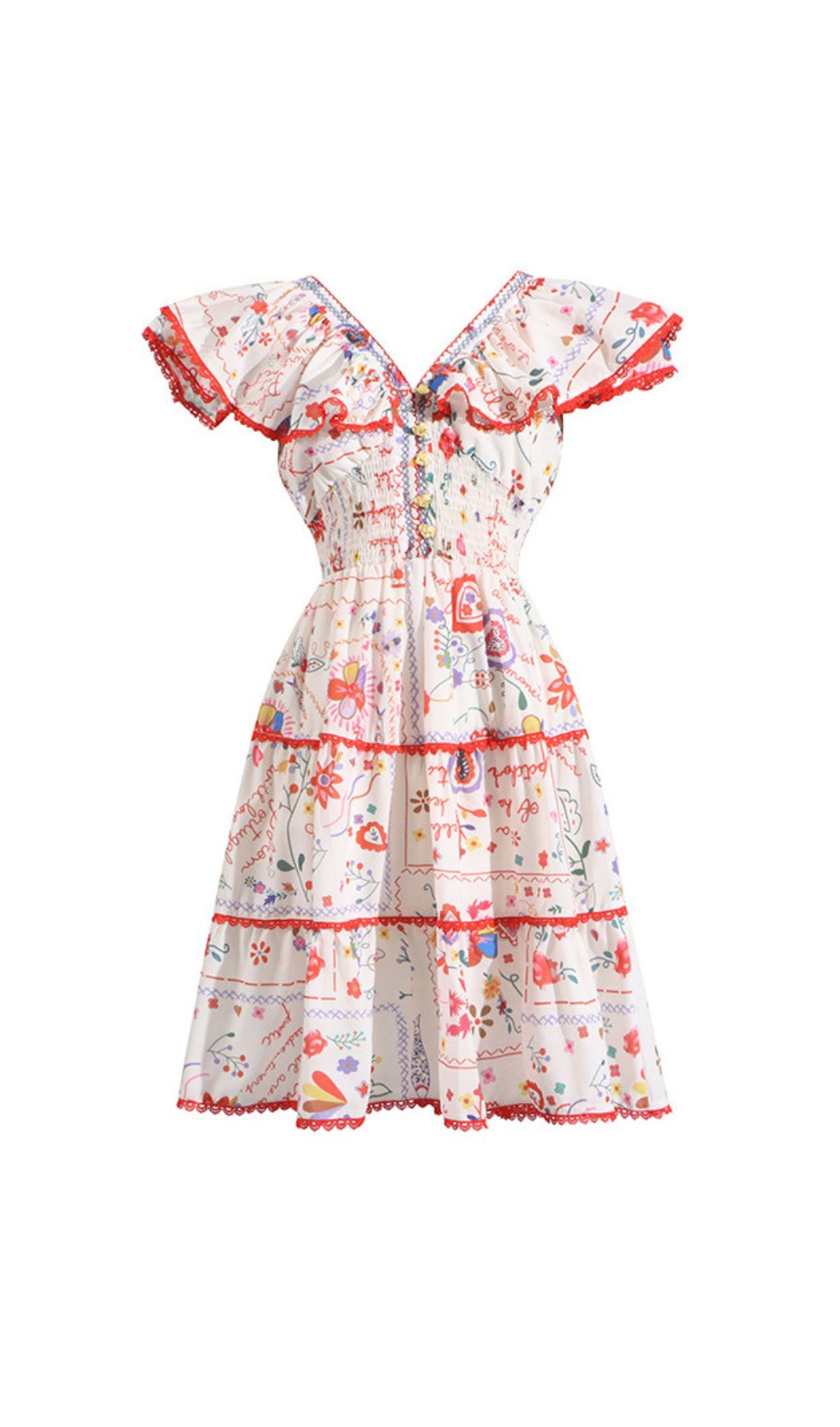a4f6af19ca4427bcbc9ba33bc9418649.jpg Fashionslee Women Gelsey Printed V-Neck Mini Dress