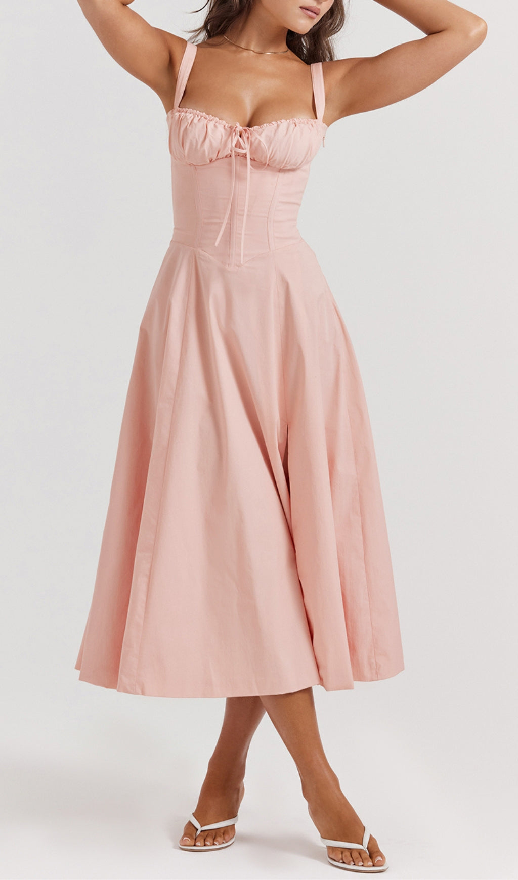 a580f3c580c6bdd53e3d543cbdbf9deb.jpeg Fashionslee Women Baby Pink Bustier Sundress