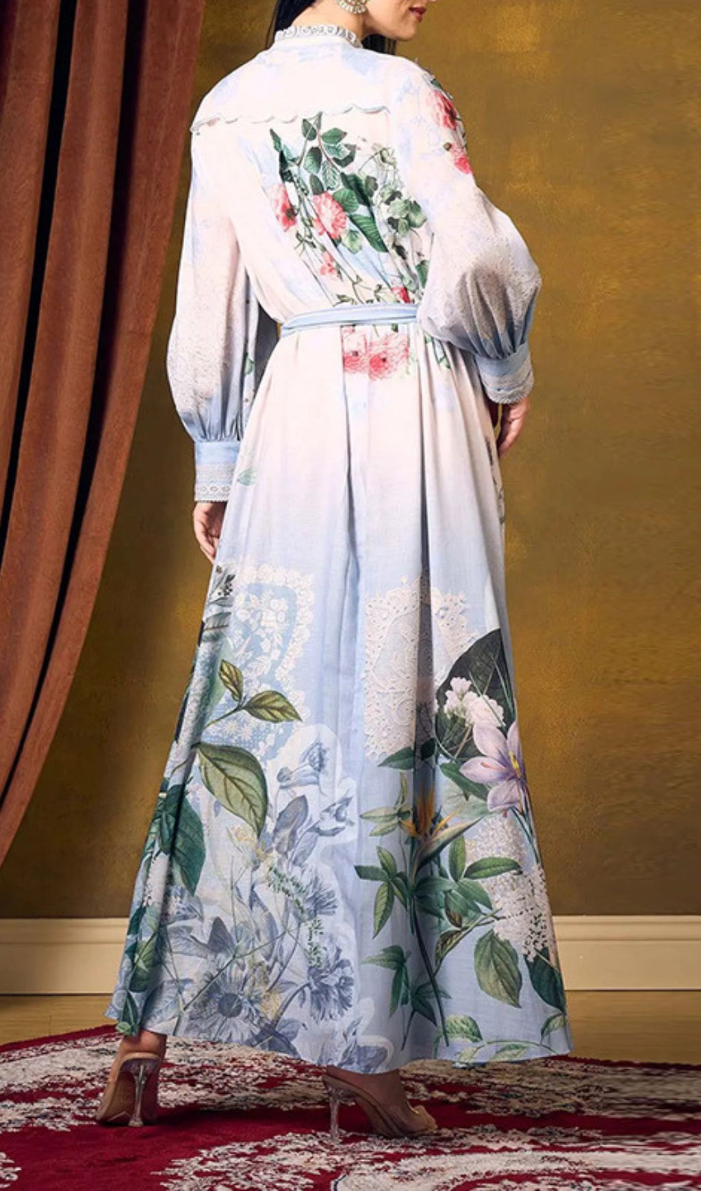 Fashionslee Women Inna Flower Printed Long Sleeve Maxi Dress