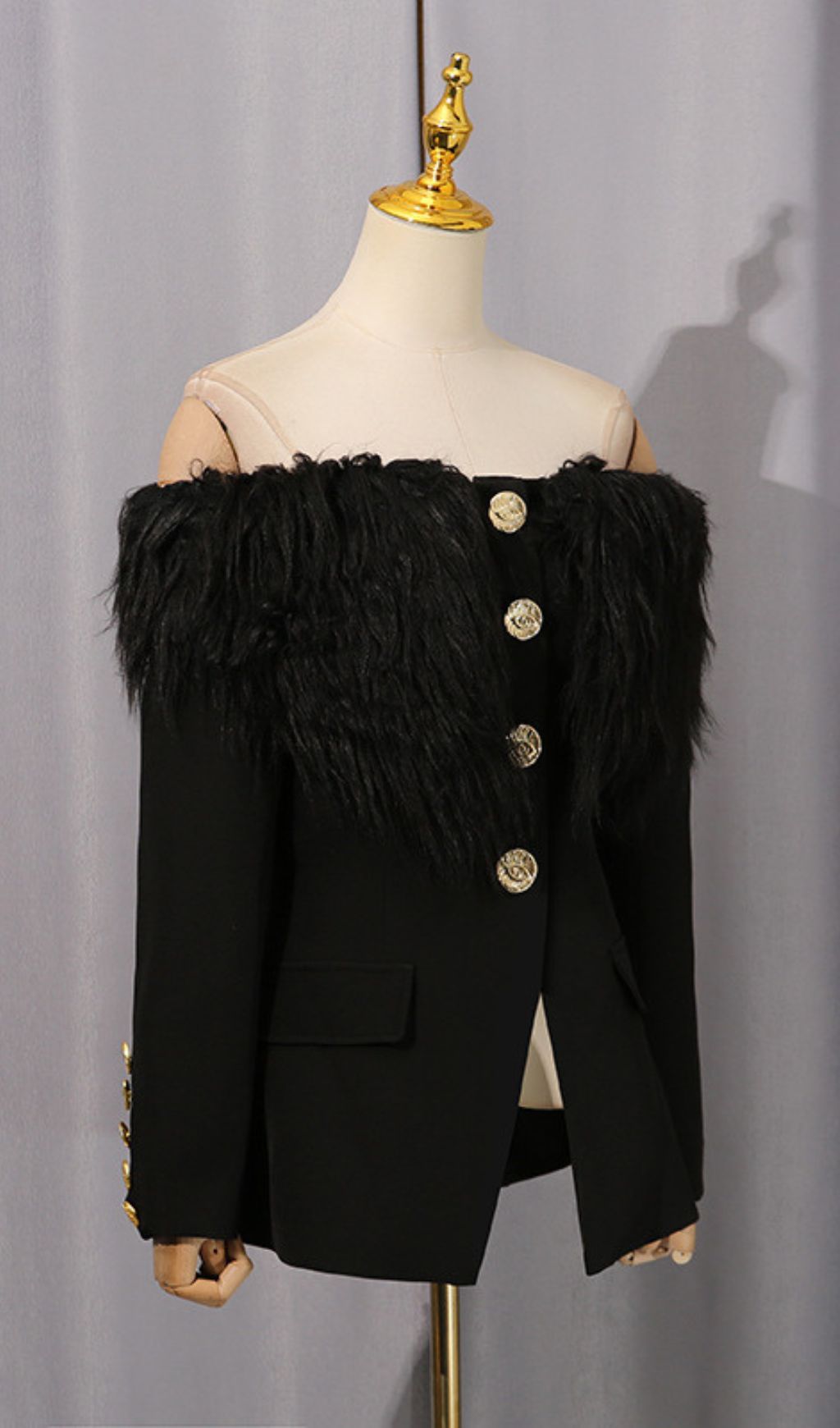 a5daaeb581bcc9be52e32bc98a4650c1.jpg Fashionslee Women Hyunh Black Off-Shoulder Blazer