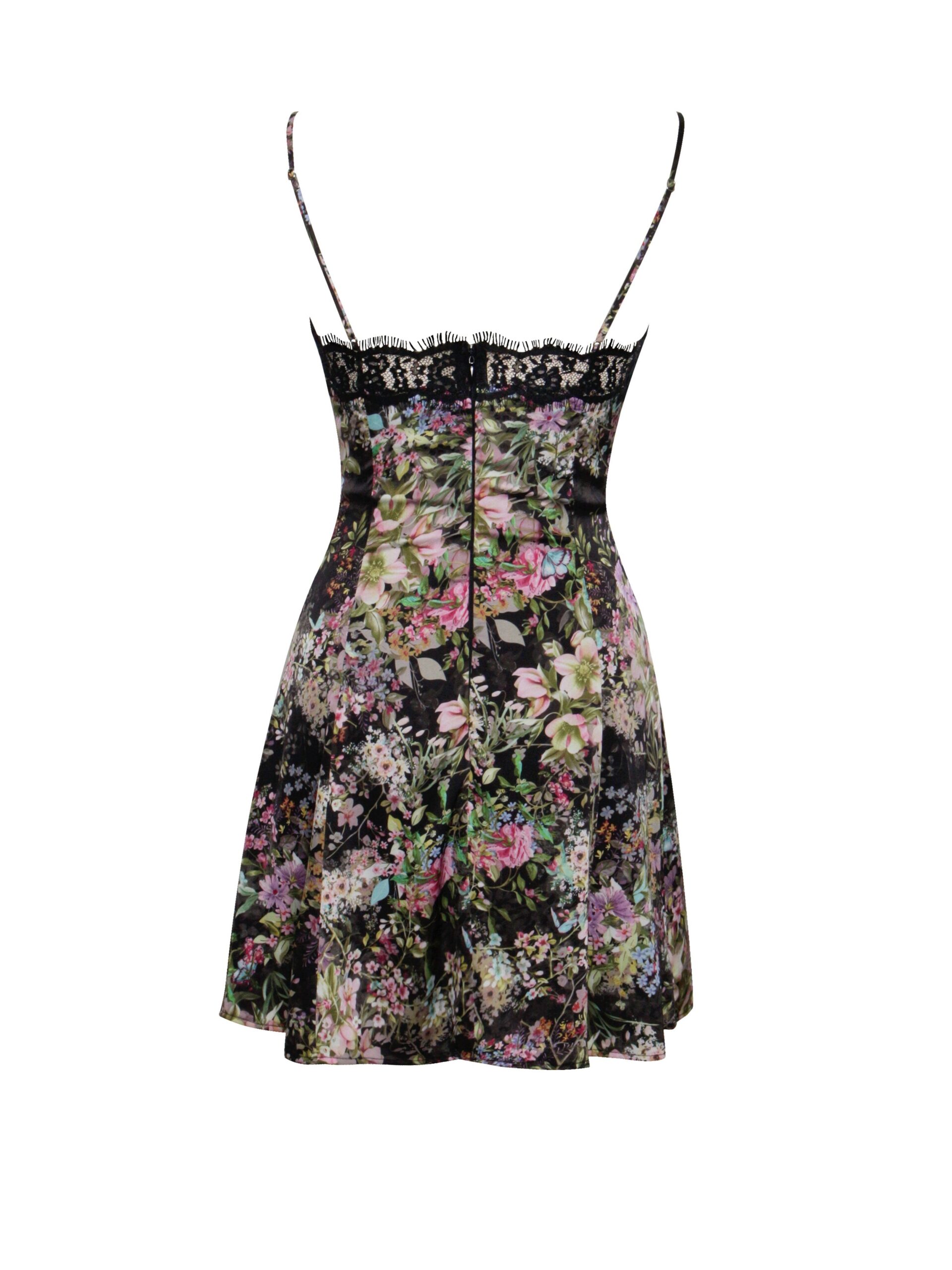 a5dfe1597489b07493475f43a42f4970.jpeg Fashionslee Women Floral Print Satin Mini Dress With Lace Trim