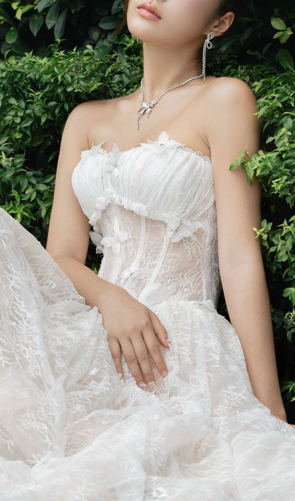KEILANI WHITE VIRAL STRAPLESS LACE MAXI - OWNCI