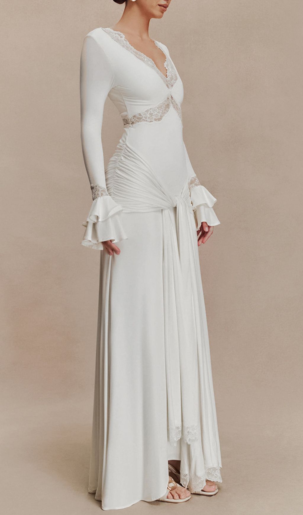 a607867e6dce29a89e06213ee4d77348.jpg Fashionslee Women Akeelah Flare Sleeve Tie Up Maxi Dress