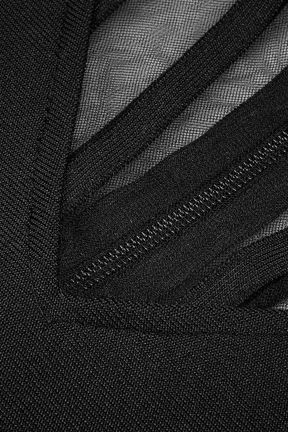 a60bd16b7f0fc20bf70a916a223131a5.jpeg Fashionslee Women Black Mesh Corset Detail Bandage Long Dress