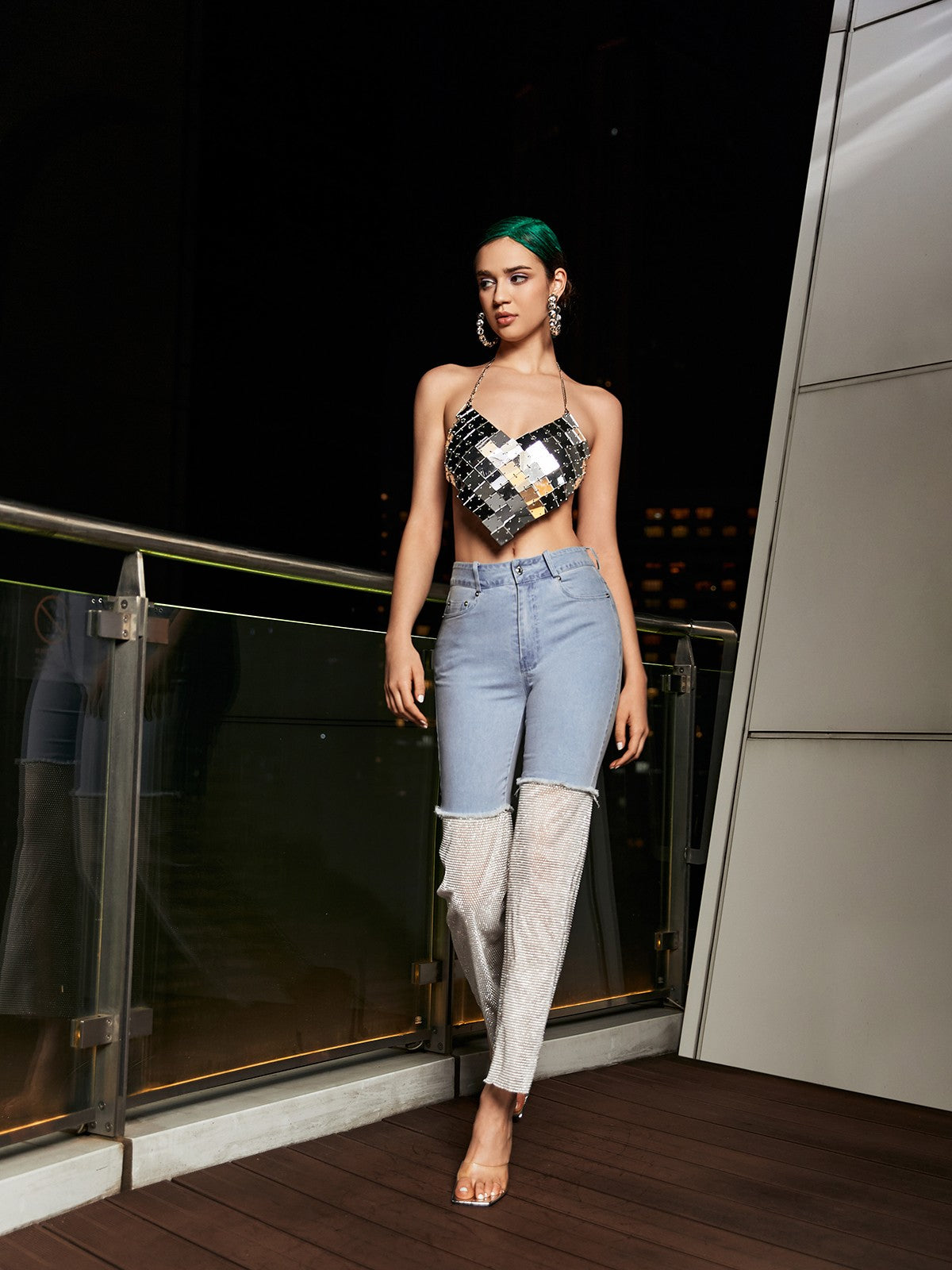 TRENDING MESH DENIM PANTS IN WHITE - OWNCI TRENDING MESH DENIM PANTS IN WHITE - OWNCI