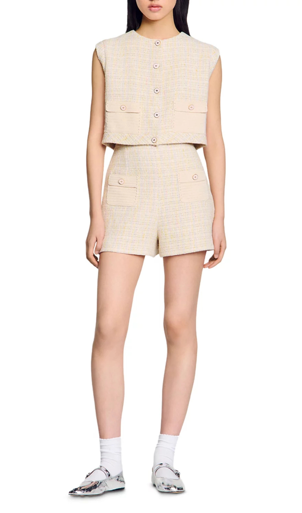 a670243abc287eee56b1840ae1d41c99.jpg Fashionslee Women Decorative Tweed Shorts