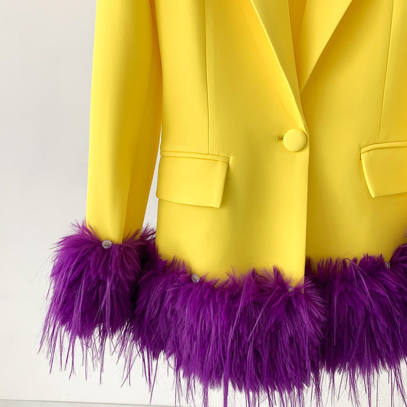 VINTAGE FEATHER BLAZER DRESS – TRENDING AESTHETIC - OWNCI