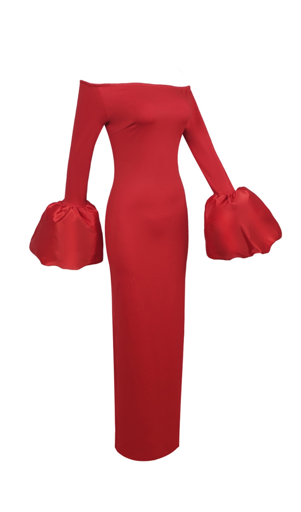 Fashionslee Women Chelsi Red Long Sleeve Maxi Dress