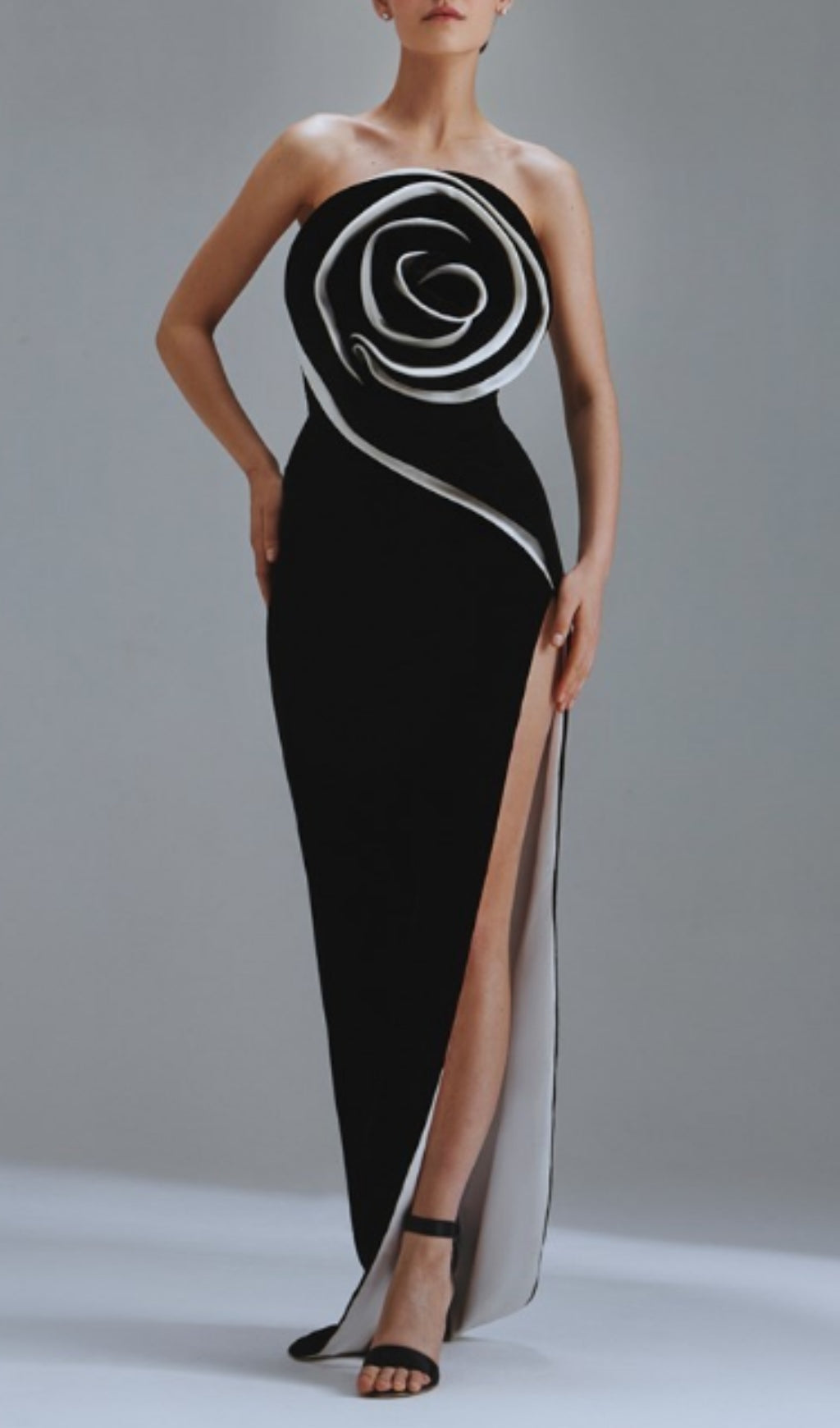 Fashionslee Women Barra Black Flower Maxi Bandage Dress