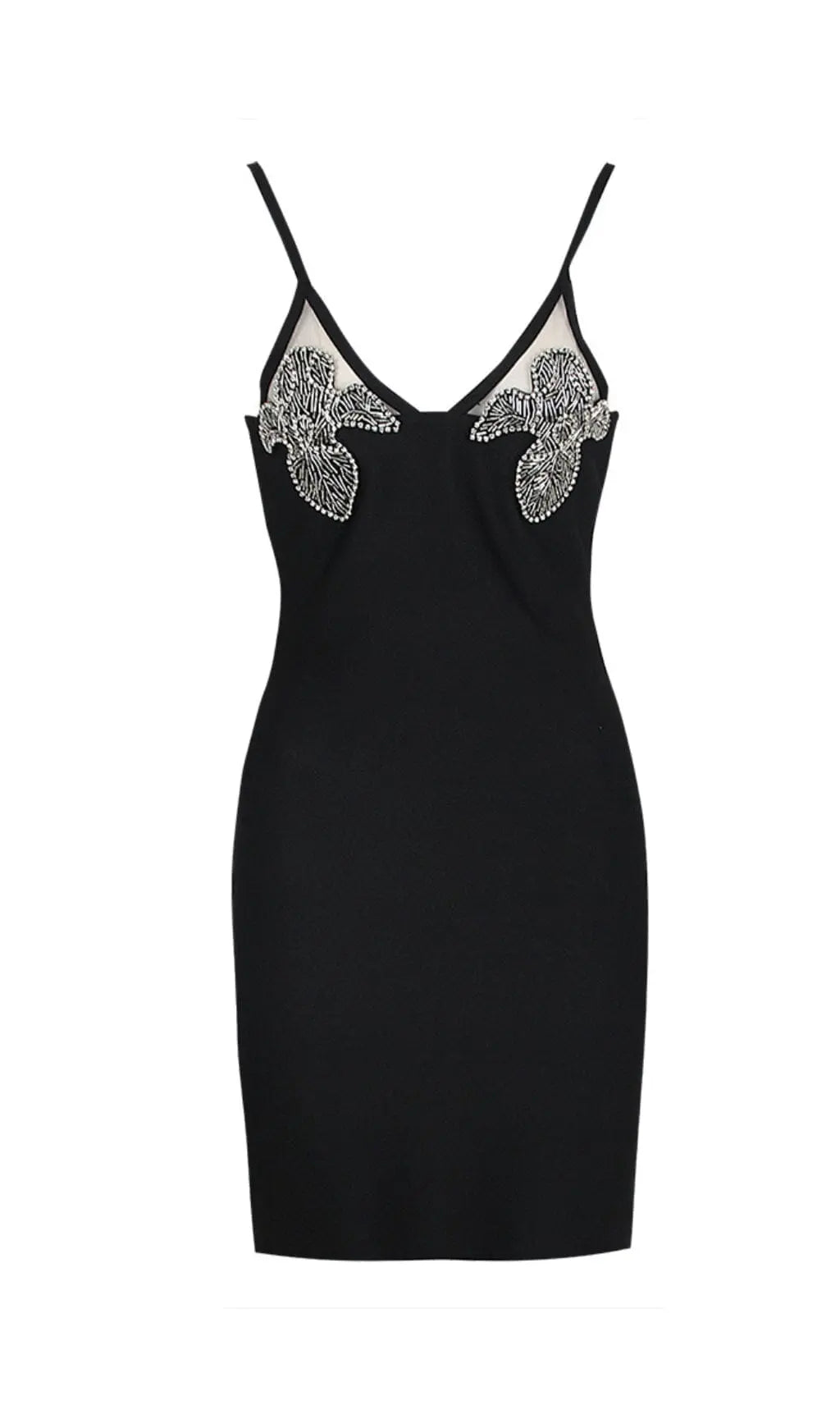 CRYSTAL EMBROIDERED BLACK MINI DRESS – VIRAL - OWNCI