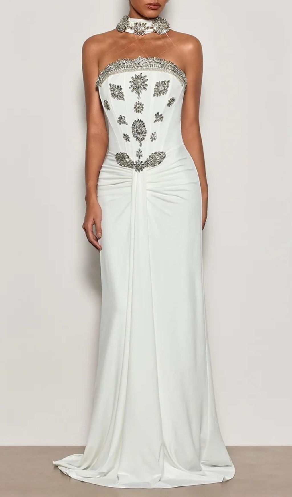 a6b7c50d3d099e8d0942677b7cf66ee0.jpg Fashionslee Women Kestrel White Diamante Ruched Maxi Dress