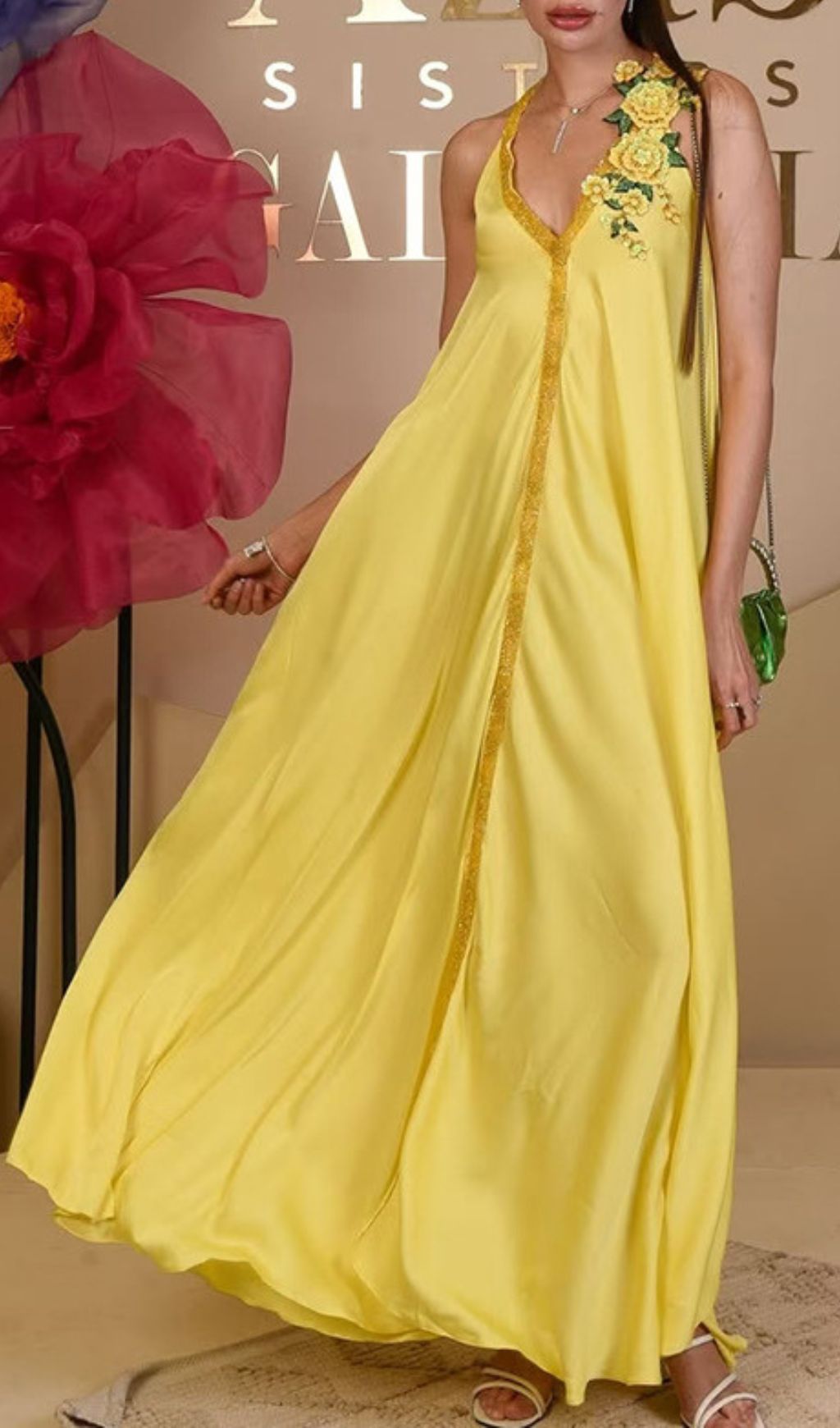 Fashionslee Women Inge Strappy Flower Maxi Dress