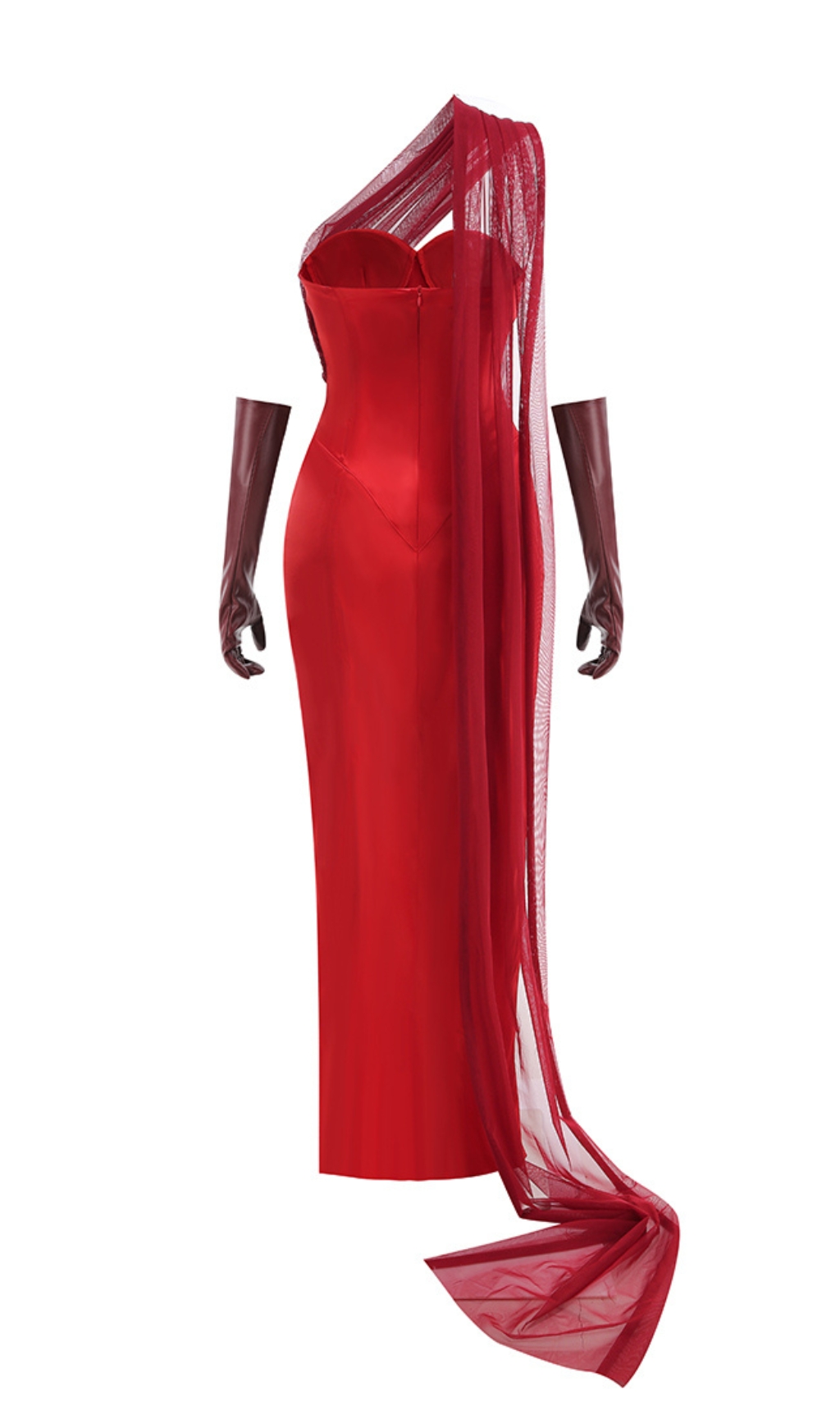 a6dbae75b23006c520a1b4fa43deacbb.jpg Fashionslee Women Red Strapless Bustier Maxi Dress