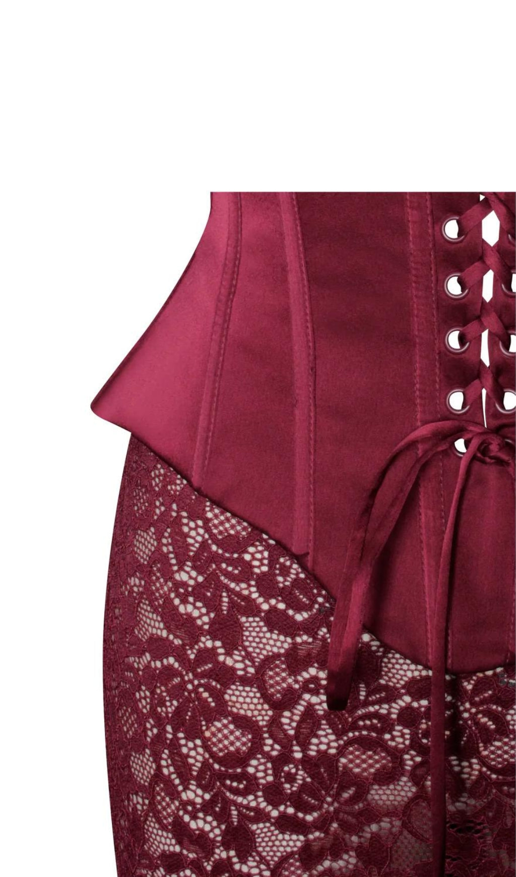 Fashionslee Women Aponi Burgundy Lace Corset Dress