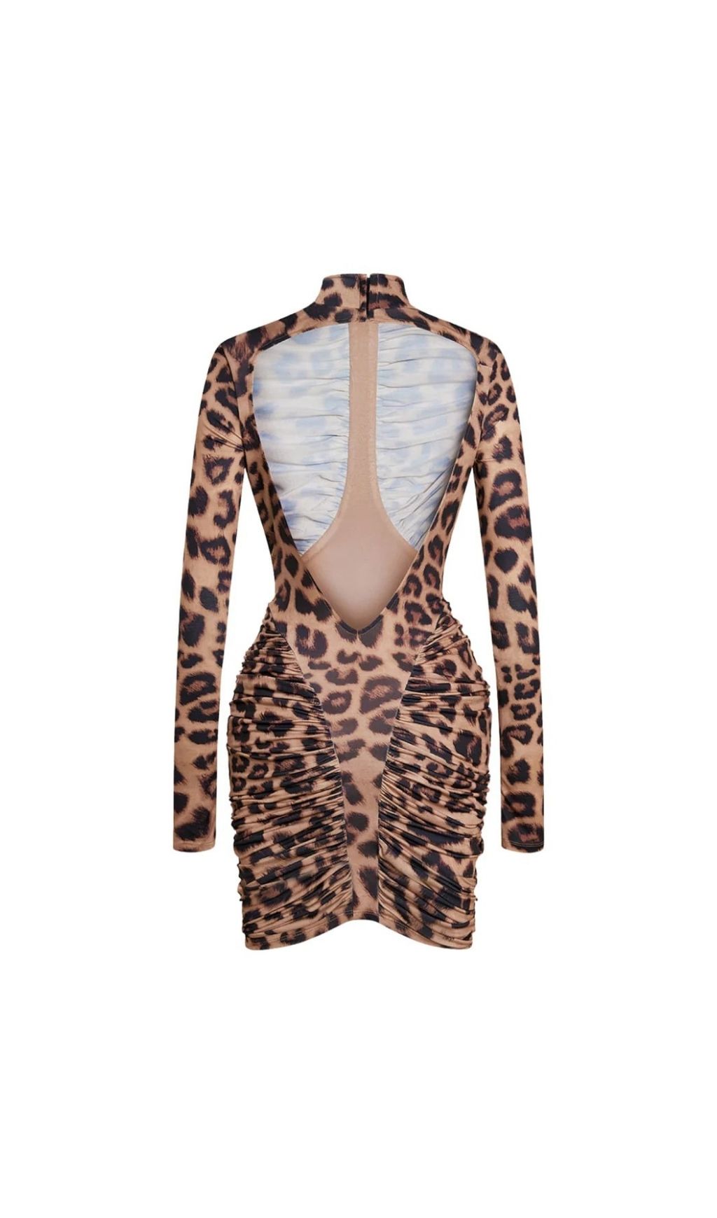LEOPARD BACKLESS RUCHED MINI DRESS – VIRAL AESTHETIC - OWNCI LEOPARD BACKLESS RUCHED MINI DRESS – VIRAL AESTHETIC - OWNCI
